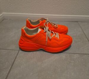 Gucci Neon Orange Chunky Lace-Up Sneakers